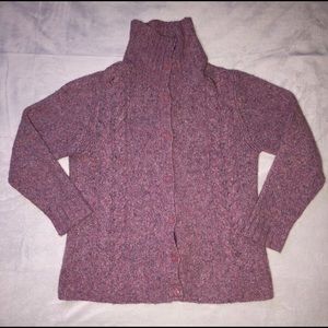 LL Bean Women's Wool Button Up Cable Knit